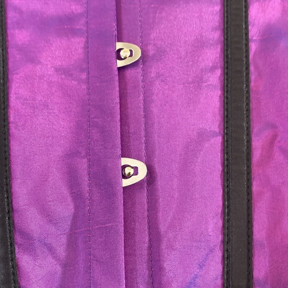 Adore Me Bustier Corset Top Women Size Small Purple Black Strapless Ruffle Boned